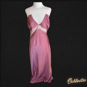 NWT Pink satin slip dress with lace